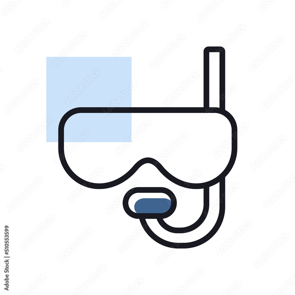 Diving mask with snorkel flat vector icon Diving mask with snorkel flat vector icon