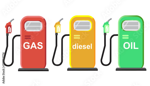 gas stations with fuel. gasoline, diesel, gas. fuel price. Vector illustration