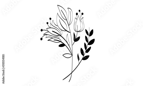 Abstract Flower. Printable flower Embroidery pattern design.