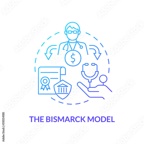Print op canvas Bismarck model blue gradient concept icon