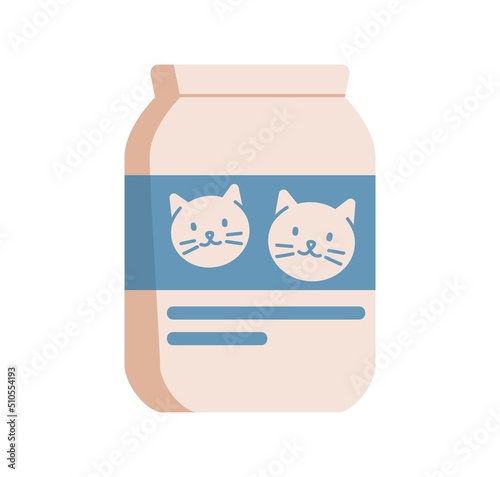 Cats treats in bottle pack. Feline animals feed package. Jar of kittens food....