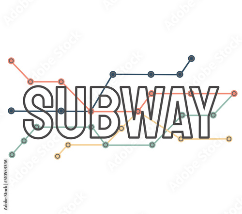 subway inscription  on map white background