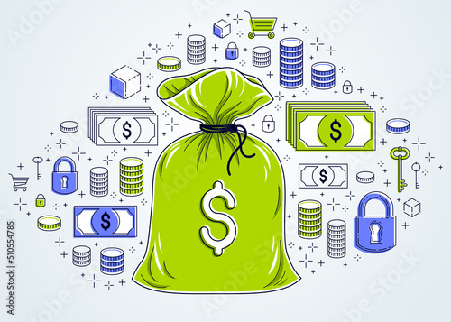 Money bag and dollar icon s...