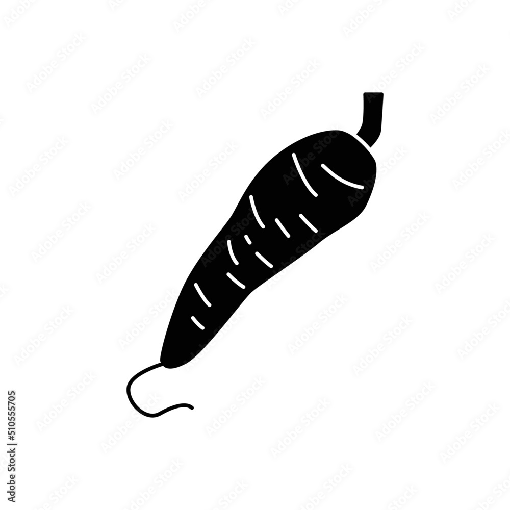 Yucca, tuber, food icon in black flat glyph, filled style isolated on white background Yucca, tuber, food icon in black flat glyph, filled style isolated on white background