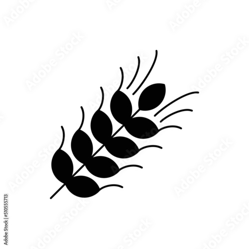 Rye icon in black flat glyph, filled style isolated on white background