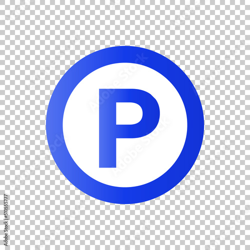 Round parking icon isolated on transparent background. Parking sign icon for bicycles and cars. Vector.