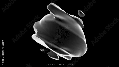 Distorted line spheres. Vector thin line glitch geometry.