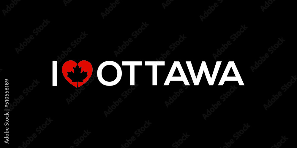 I Love Ottawa black background with text and icon for poster, t shirt, promotion, merchandise. Vector Illustration 