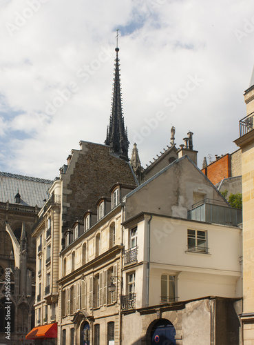 Old buildings on the island of Cite in Paris, France