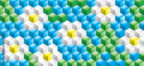 FOND FLEURS CUBES TEXTURE