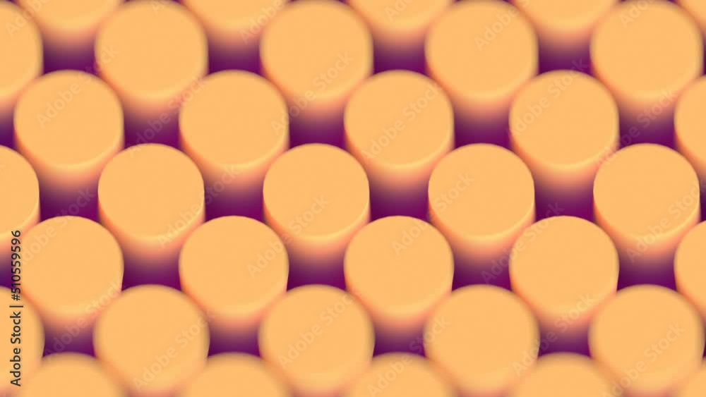 Moving cylinders pattern with trendy gradient. 3d render seamless loop animation Moving cylinders pattern with trendy gradient. 3d render seamless loop animation