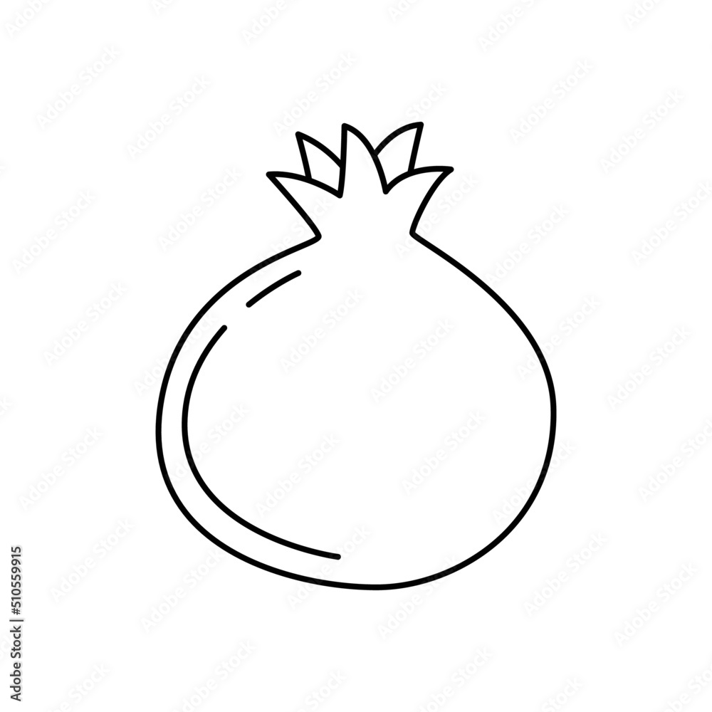 Pomegranate fruit icon in line style icon, isolated on white background Pomegranate fruit icon in line style icon, isolated on white background