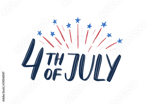 4th of July Typography Isolated on white. Happy Independence Day vector concept as logo, badge, poster, banner, card