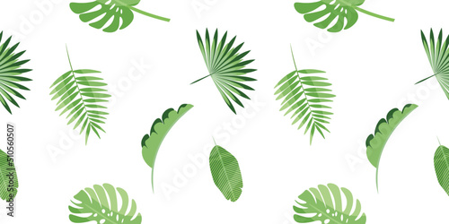 tropical seamless pattern with leaves. Summer tropical background. vector illustration