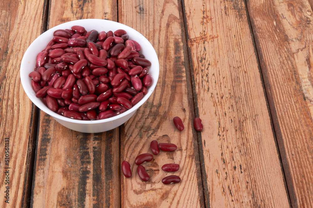 Red beans on wooden