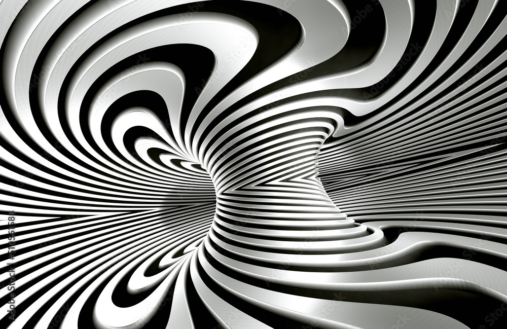 Fondo abstracto en espiral en blanco y negro. Túnel abstracto o agujero ...