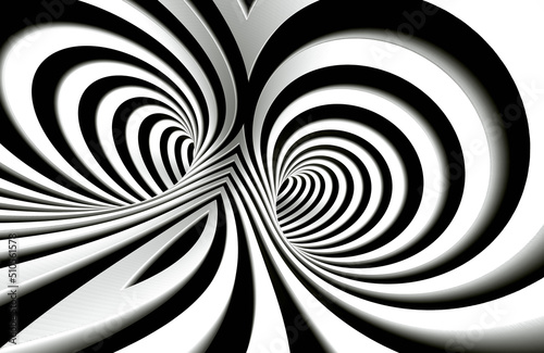 Fondo abstracto en espiral en blanco y negro. Túnel abstracto o agujero infinito en concepto de vértigo. photo