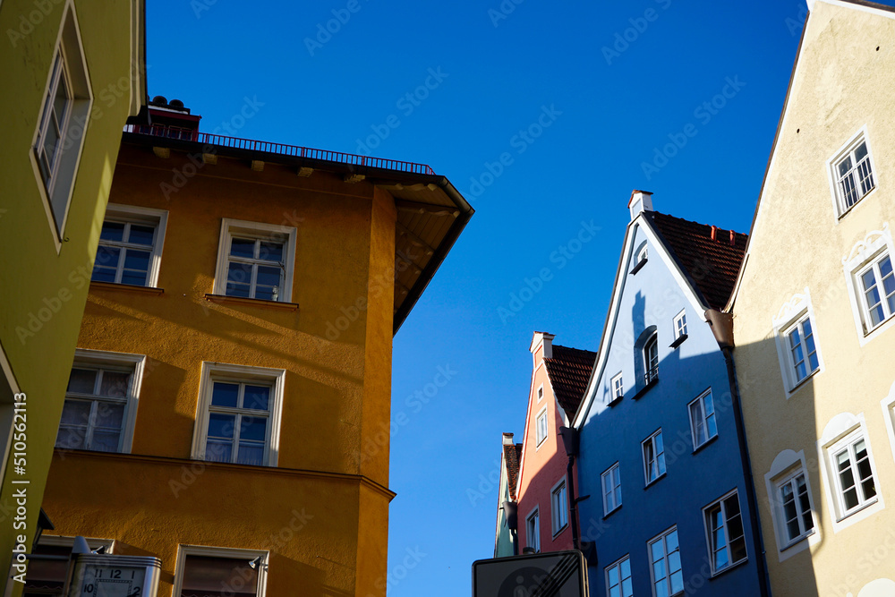 Beautiful colorful Traditional Bavarian buildings in Bavaria on Germany.