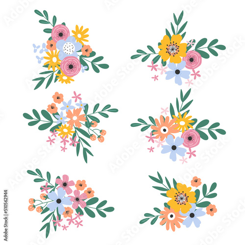 Set with floral arrangements