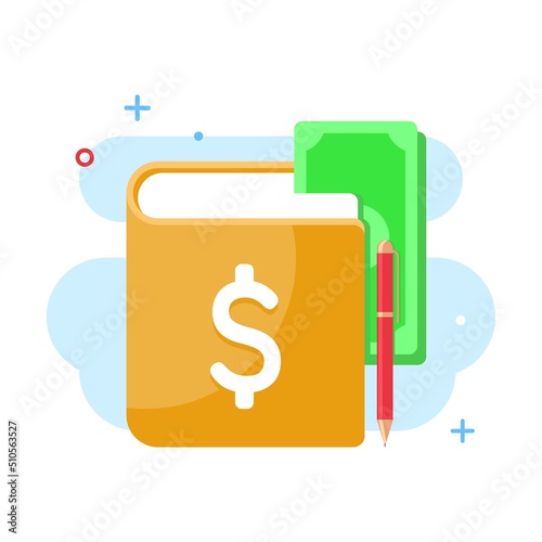 accounting ledger book, financial transaction logbook flat icon vector illustration eps10, for app logo, or icon
