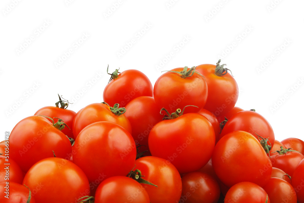 Many tomatoes isolated on white background Many tomatoes isolated on white background