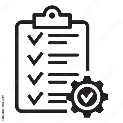 Clipboard with gear isolated icon