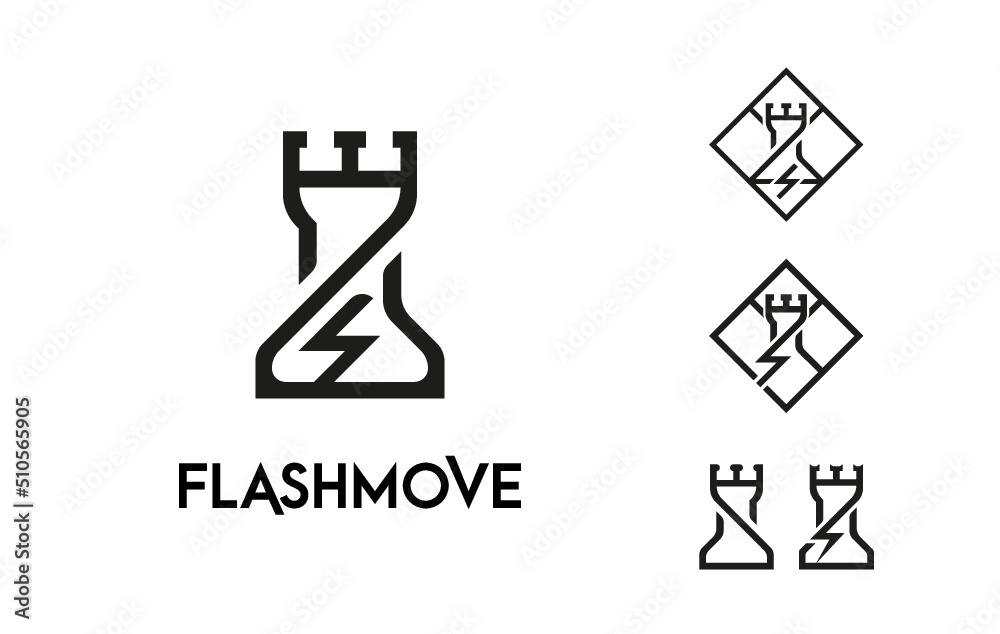 Chess Logo, Rook pawn, Branding for fast, quick chess master.