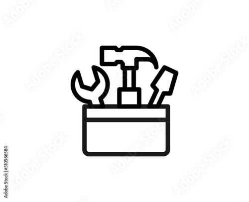 Tool case icon concept. Modern outline high quality illustration for banners, flyers and web sites. Editable stroke in trendy flat style. Line icon of repir