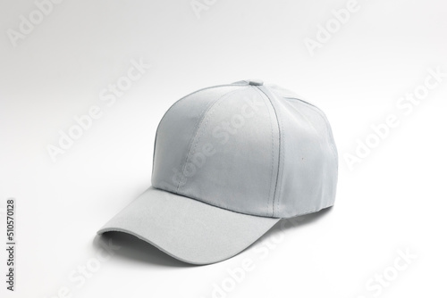 one light grey plain cap for men isolated on a white background, side view