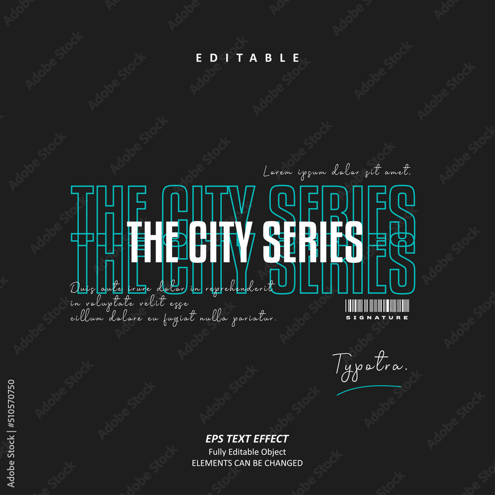 Urban Tosca The city series glitch line and signature text effect editable premium vector