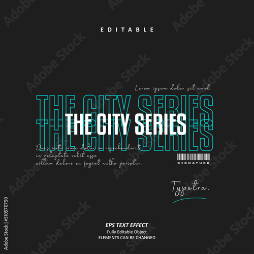 Urban Tosca The city series glitch line and signature text effect editable premium vector