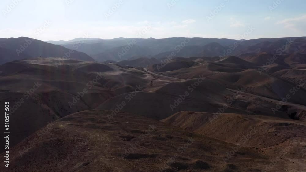 Aerial Forward Shot Of Tranquil Hills Of Desert Against Sky - Israel, Israel Aerial Forward Shot Of Tranquil Hills Of Desert Against Sky - Israel, Israel