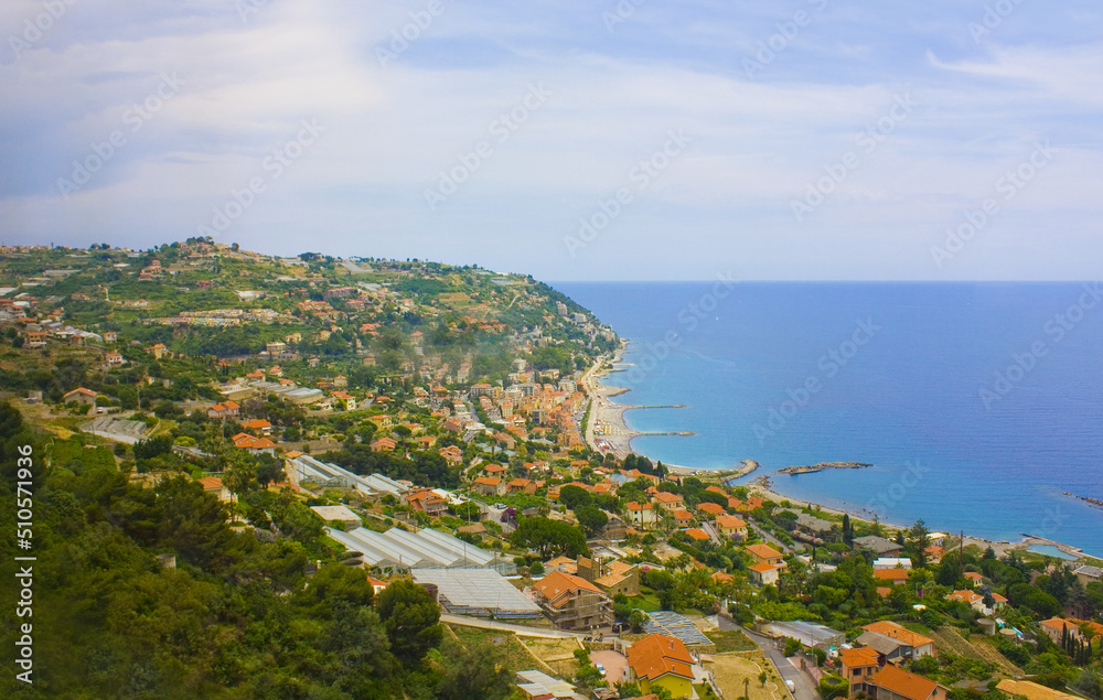 Panoramic top view of the coastline from the Route Provence France