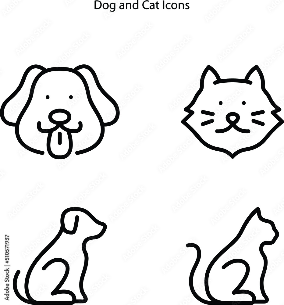 dog and cat pet icons monoline design on set. pet shop logo design stock illustrations. dog cat logo. dog and cat pet icons monoline design on set. pet shop logo design stock illustrations. dog cat logo.