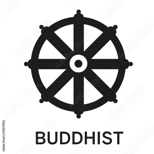 Buddhism Wheel of Dharma icon. World religion symbols. Isolated vector illustration.