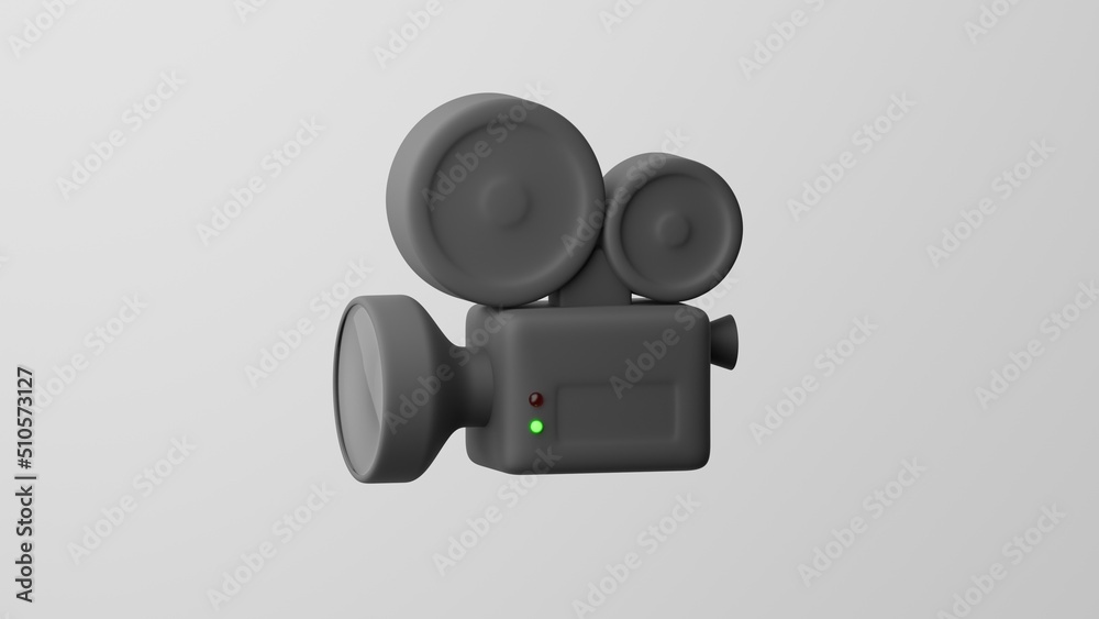 Minimalism Movie Camera, film emoji, movies symbol. On white background