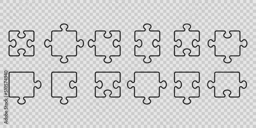Puzzle icon set on transparent background