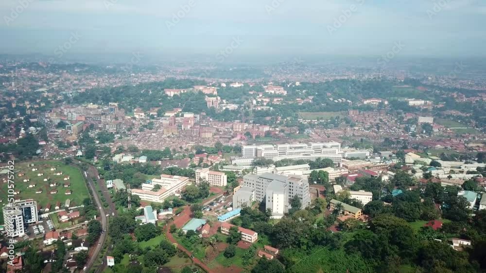 Cityscape of Kempala, largest city and the capital of Uganda, during sunny day - birds eye view Cityscape of Kempala, largest city and the capital of Uganda, during sunny day - birds eye view