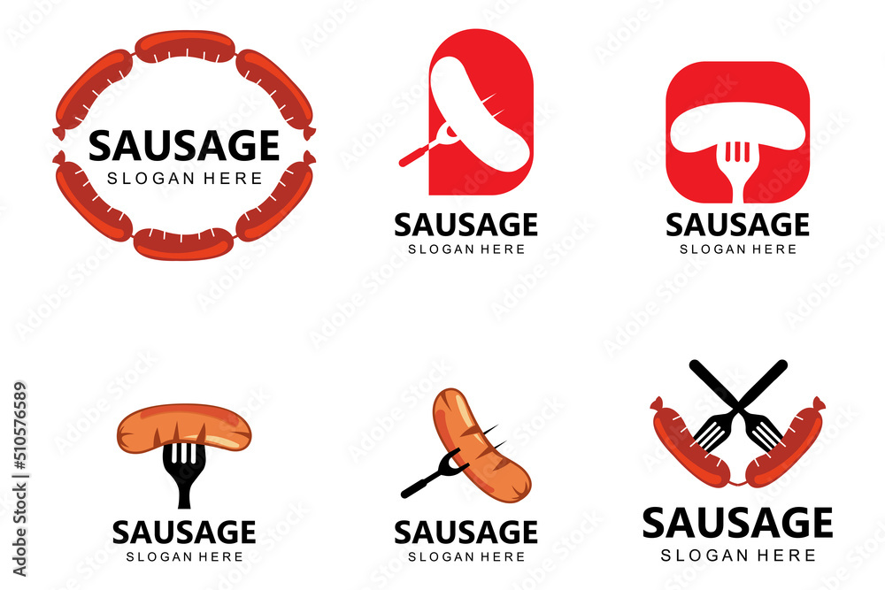 grilled sausage logo vector symbol, barbecue meat, retro concept Stock  Vector | Adobe Stock