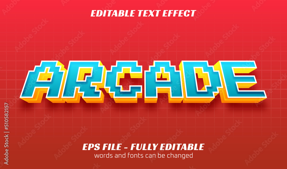 arcade pixel editable text style effect