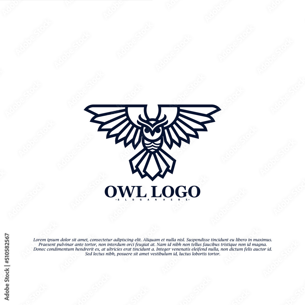 Obraz premium Owl bird logo line vector illustration. modern logo design flat