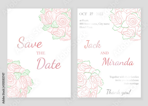 Save the date wedding invitation card. Vector watercolor templates