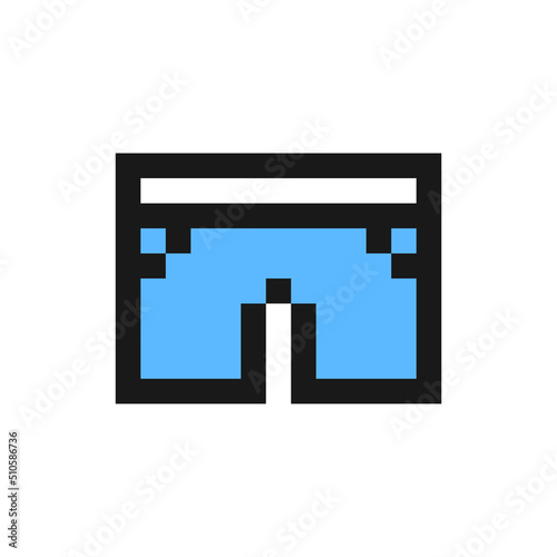 Shorts icon in pixel art design isolated on white background, beach shorts vector sign symbol