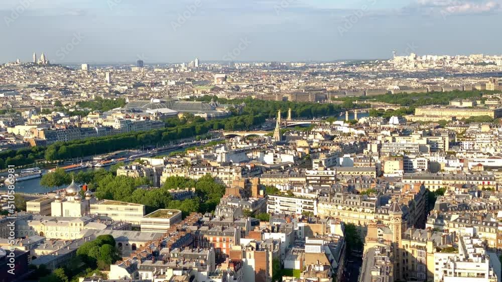 Pont Alexandre III bridge and rooftops seen the second floor of the Eiffel Tower in Paris, France Pont Alexandre III bridge and rooftops seen the second floor of the Eiffel Tower in Paris, France