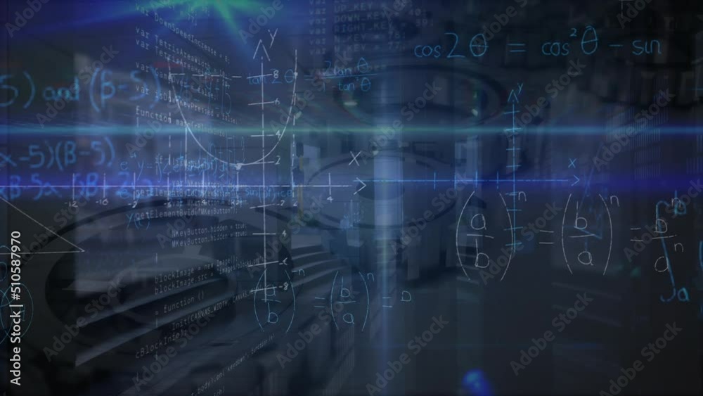 Animation of data processing and cogs over cityscape Animation of data processing and cogs over cityscape