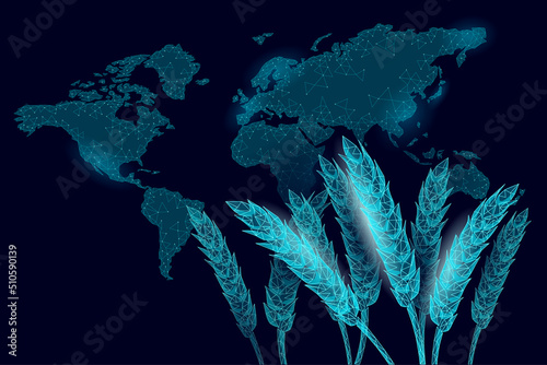 3D wheat ears grain. World food Day hunger awareness. Help charity food help global international refugees vector illustration