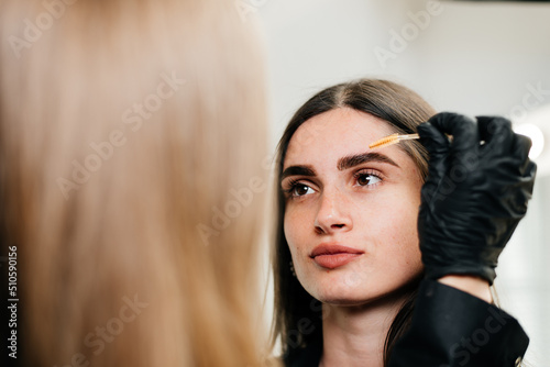 Картината върху платно Eyebrow brush. Eyebrow care in the salon