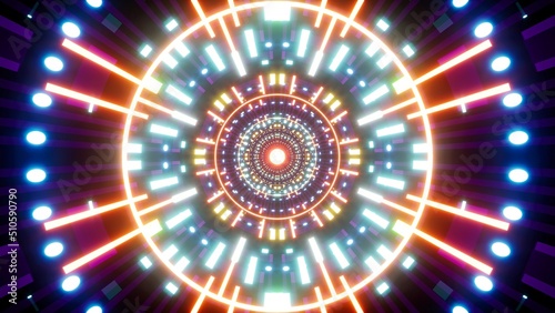 Colorful VJ Light Beam Mandala Pattern Art Background