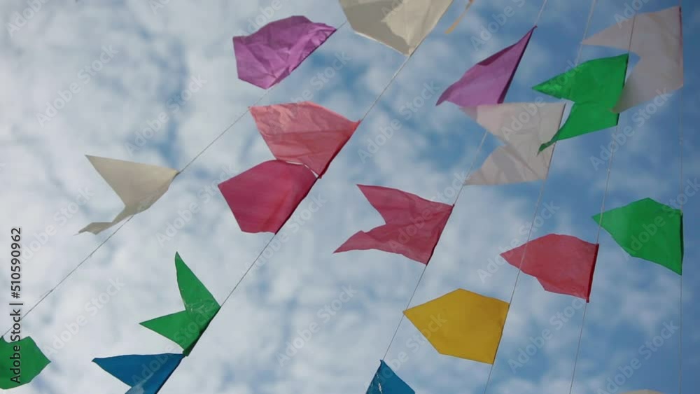 salvador, bahia, brazil - june 12, 2022: decorative flags at the time of the feast of Sao Joao in the city of Salvador.