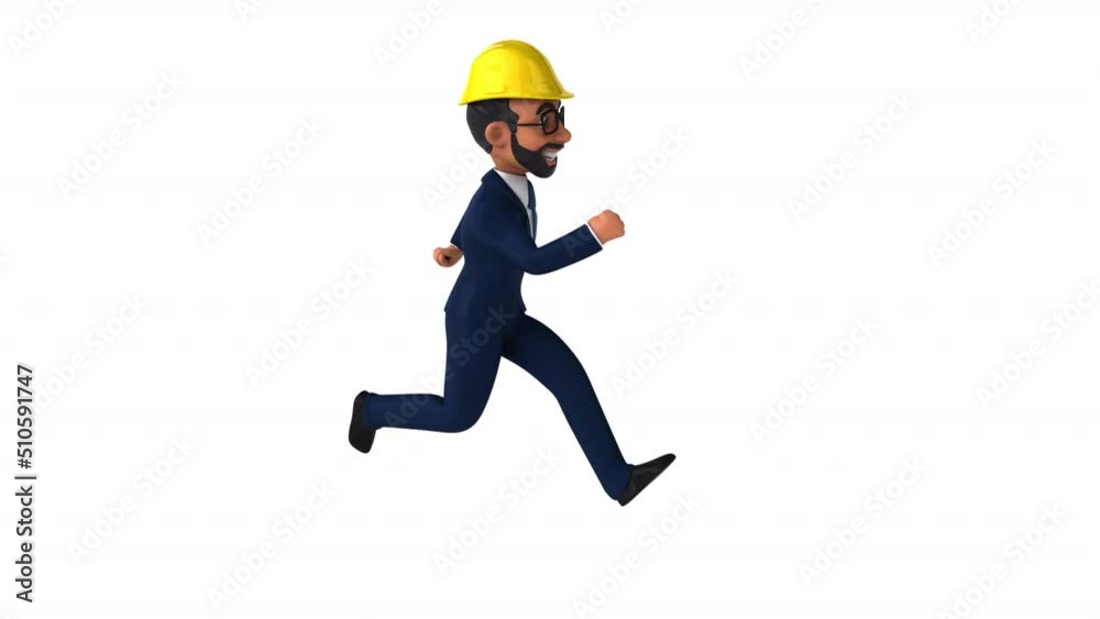 Fun 3D cartoon indian architect with alpha Fun 3D cartoon indian architect with alpha